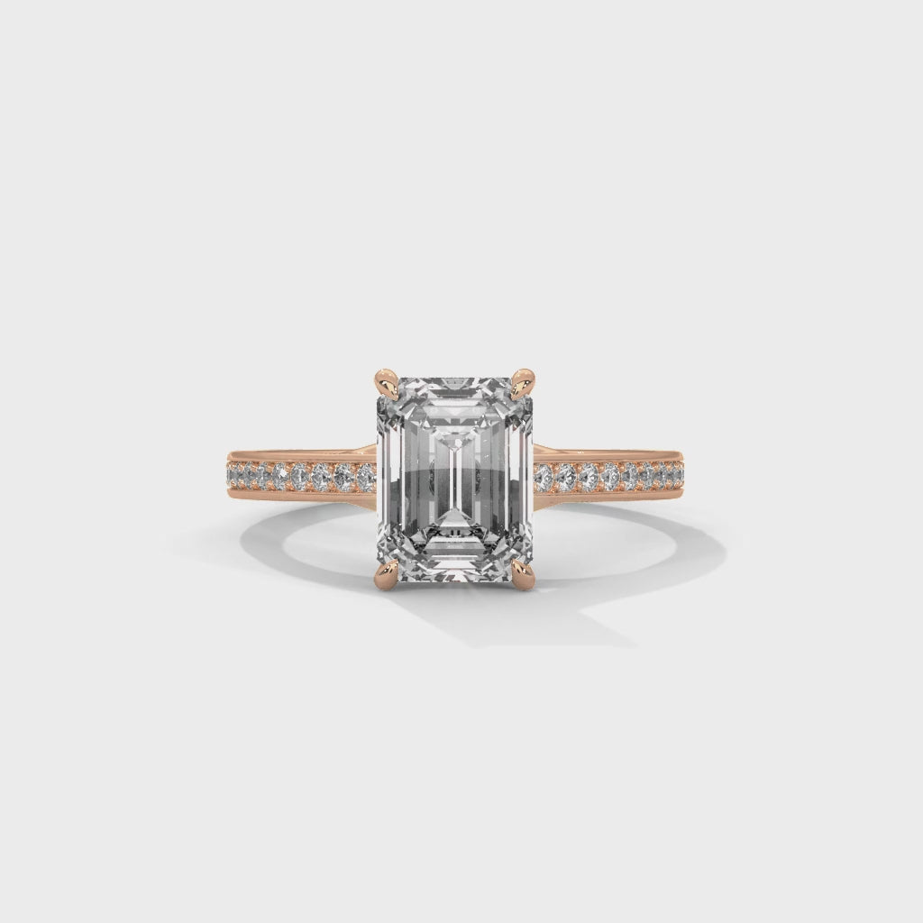 Radiant Cut Pavé Solitaire Engagement Ring