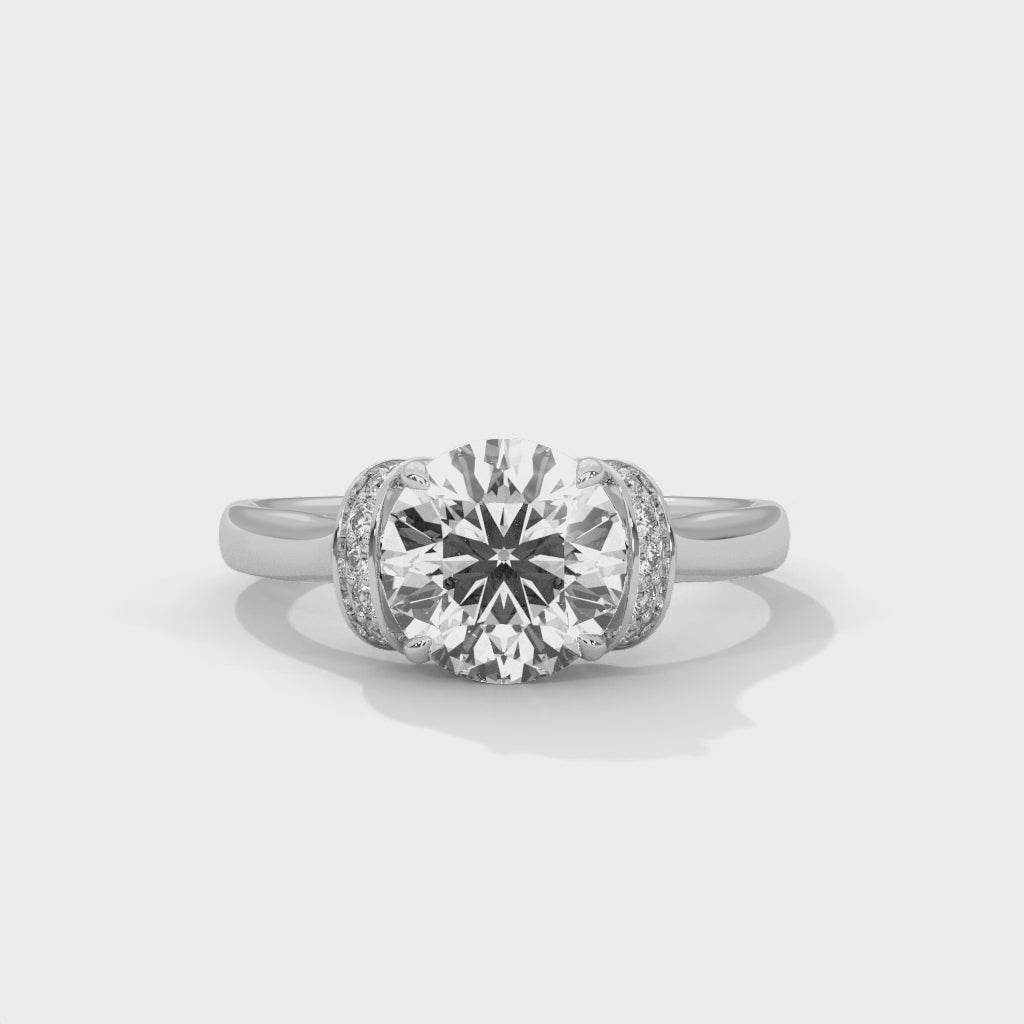 Round Solitaire with Hidden Halo Engagement Ring