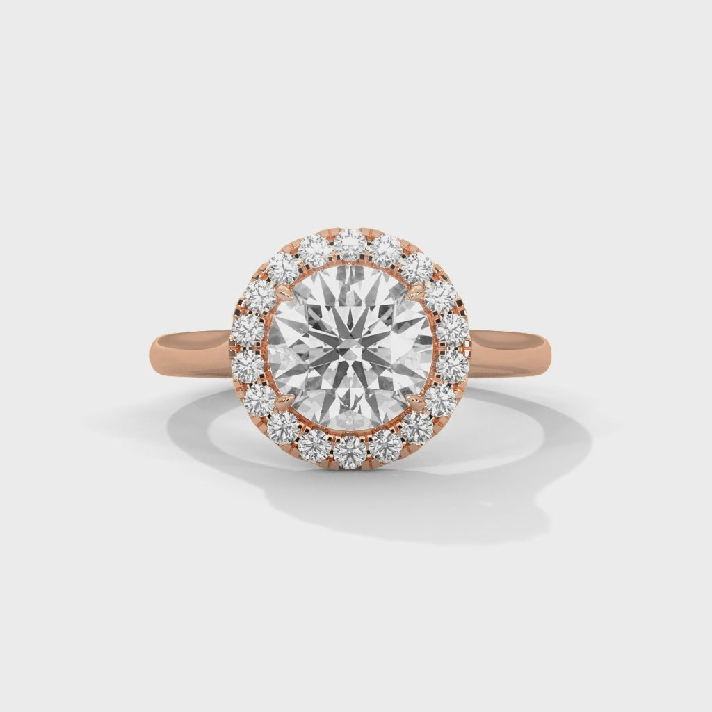 Round Halo Cathedral Engagement Ring