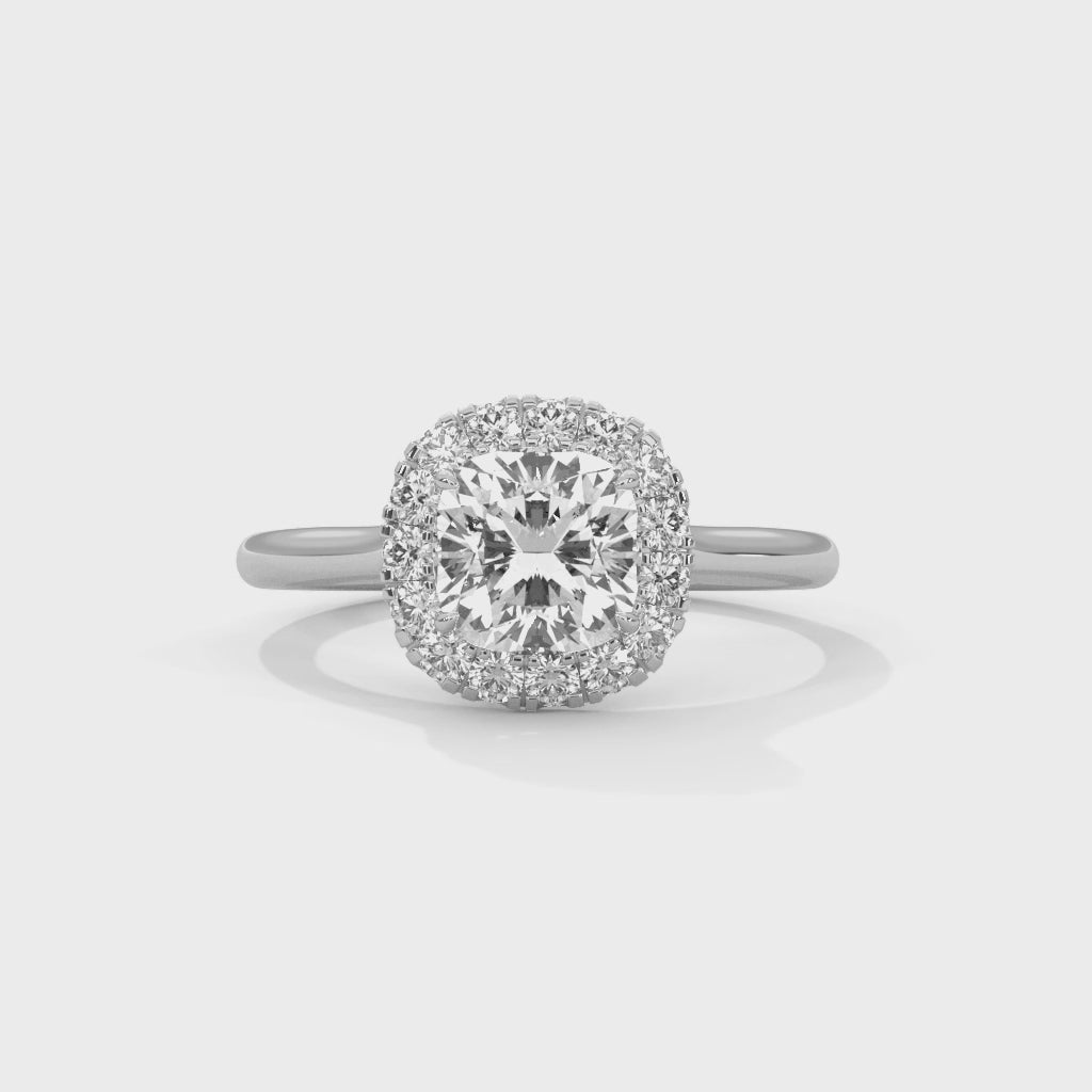 Cushion Cut Lab-Grown Diamond Halo Engagement Ring