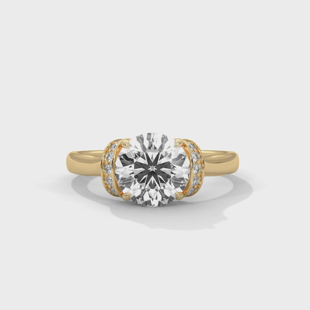 Round Solitaire with Hidden Halo Engagement Ring