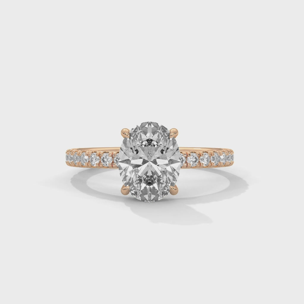 Oval Solitaire Hidden Halo Engagement Ring