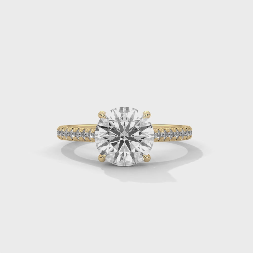 Round Brilliant Pavé Cathedral Solitaire Engagement Ring
