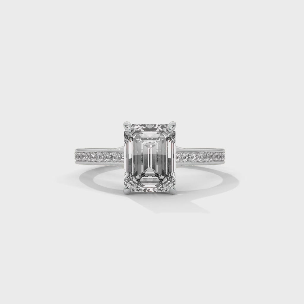 Radiant Cut Pavé Solitaire Engagement Ring