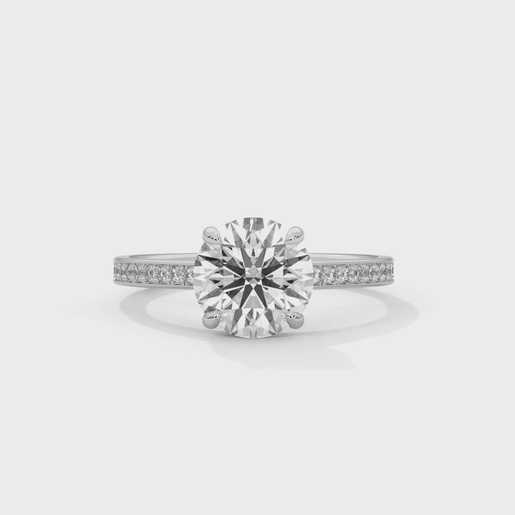 Round Brilliant Pavé Solitaire Engagement Ring
