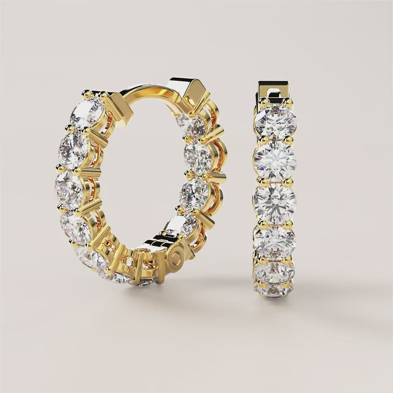 Round 2.22 CT Lab Grown Diamond Hoop Earrings