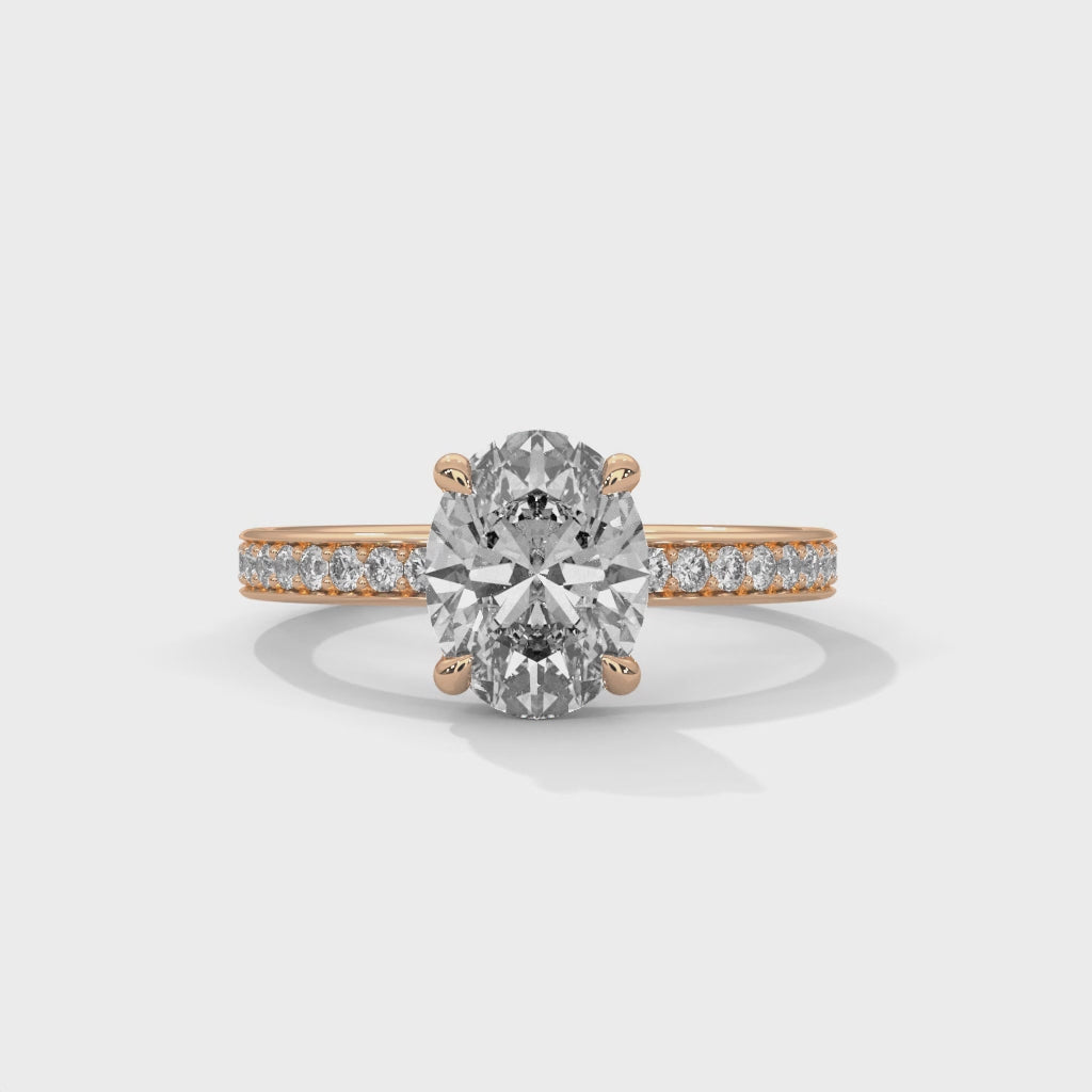 Oval Solitaire Hidden Halo Engagement Ring
