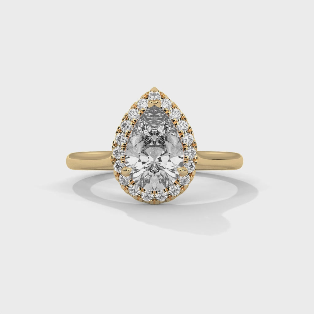 Pear Halo Cathedral Engagement Ring