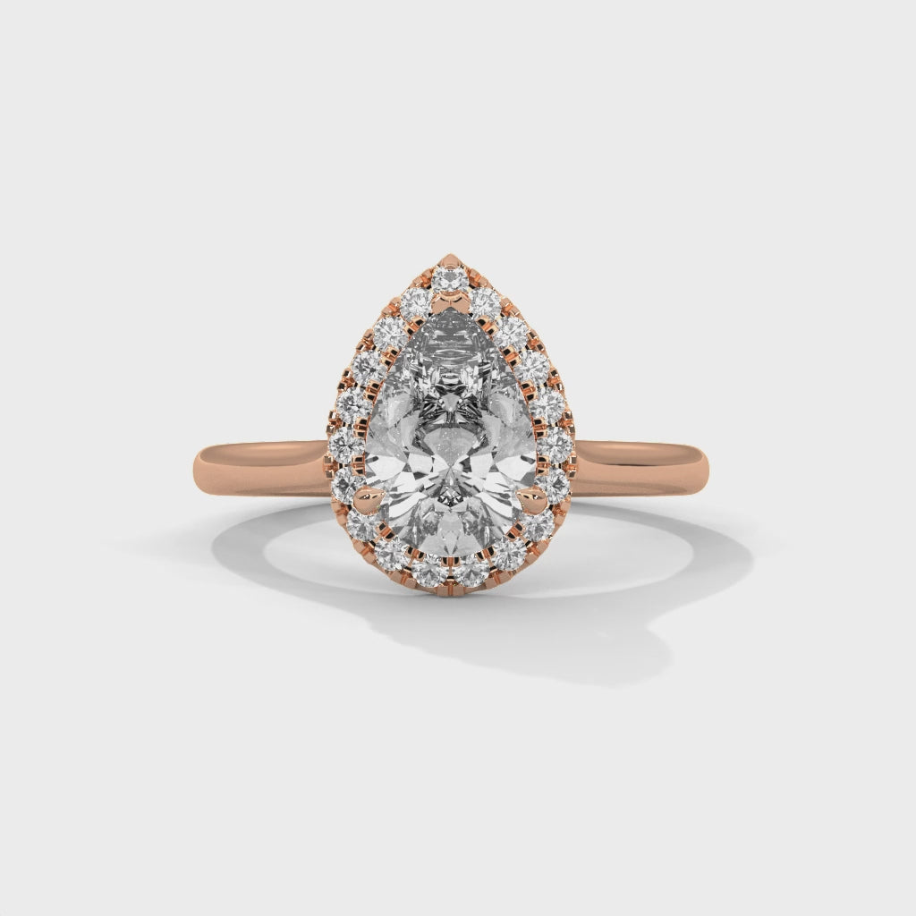 Pear Halo Cathedral Engagement Ring