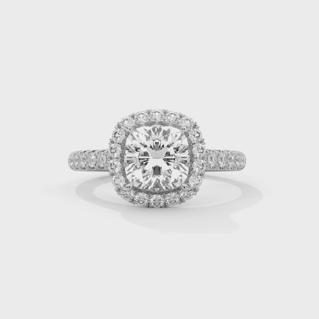 Cushion Halo Cathedral Engagement Ring