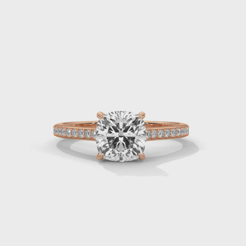 Cushion Cut Lab Grown Diamond Micro-Pavé Engagement Ring 2.24 CT