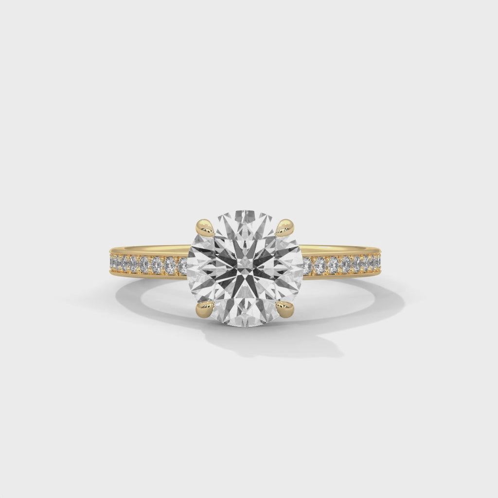 Round Brilliant Pavé Solitaire Engagement Ring