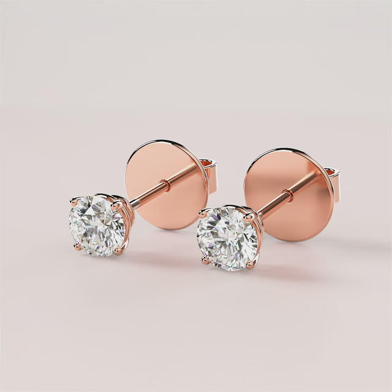 Round 4 CT Lab Grown Diamond Each 4 Prong Diamond Studs