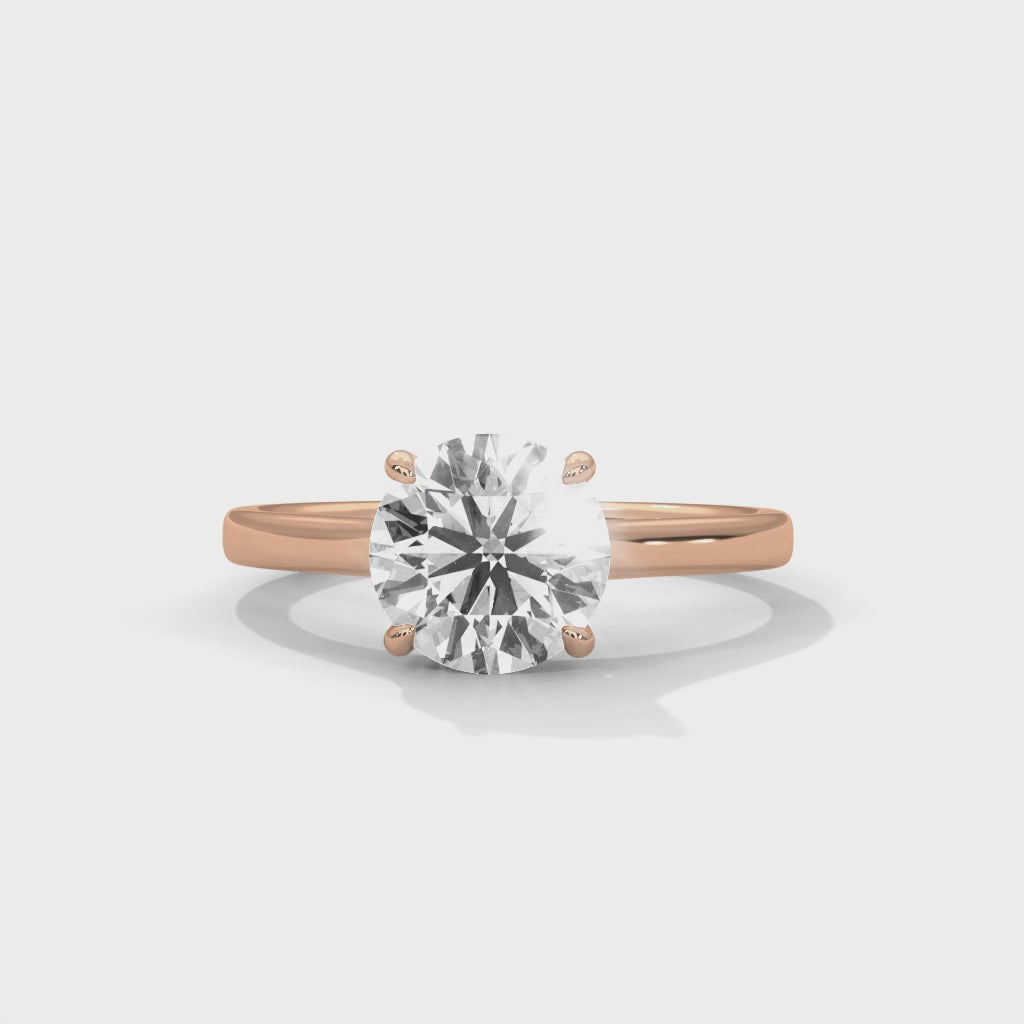 Round Brilliant Cathedral Solitaire Engagement Ring