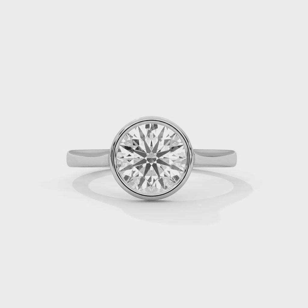 Round Bezel Halo Engagement Ring