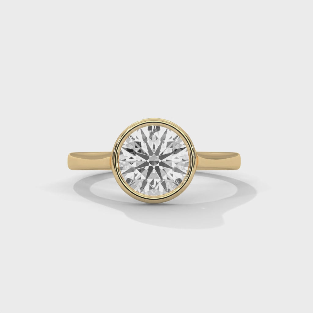 Round Bezel Halo Engagement Ring