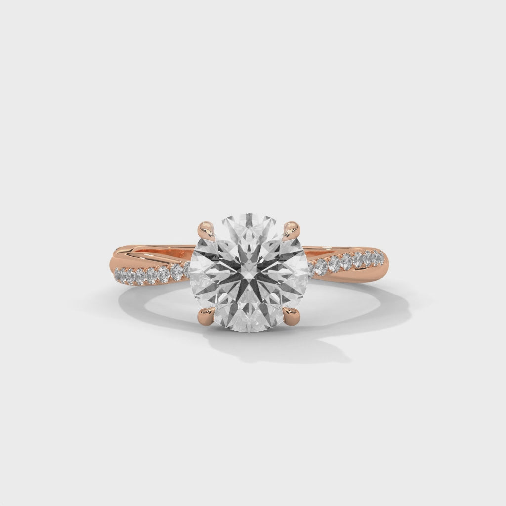 Round Brilliant Solitaire Twisted Engagement Ring