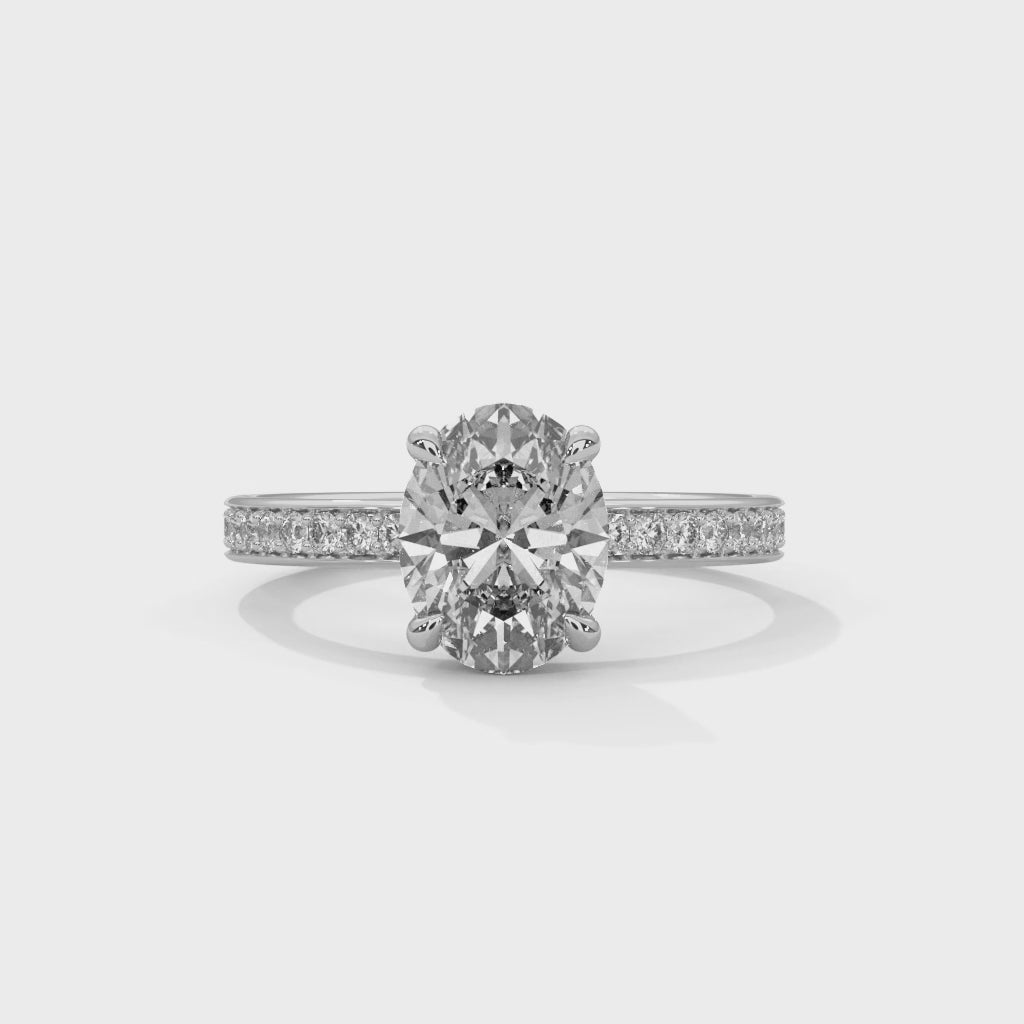 Oval Solitaire Hidden Halo Engagement Ring