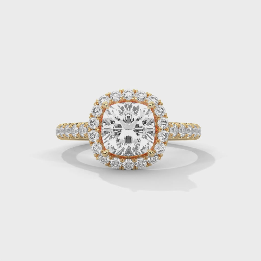 Cushion Halo Cathedral Engagement Ring