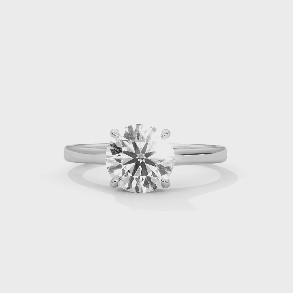 Round Brilliant Cathedral Solitaire Engagement Ring
