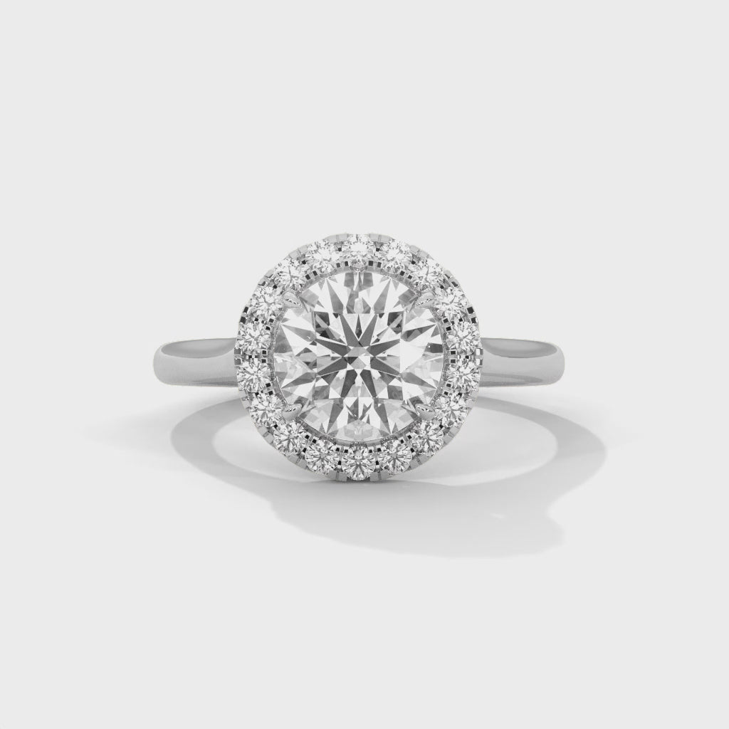 Round Halo Cathedral Engagement Ring