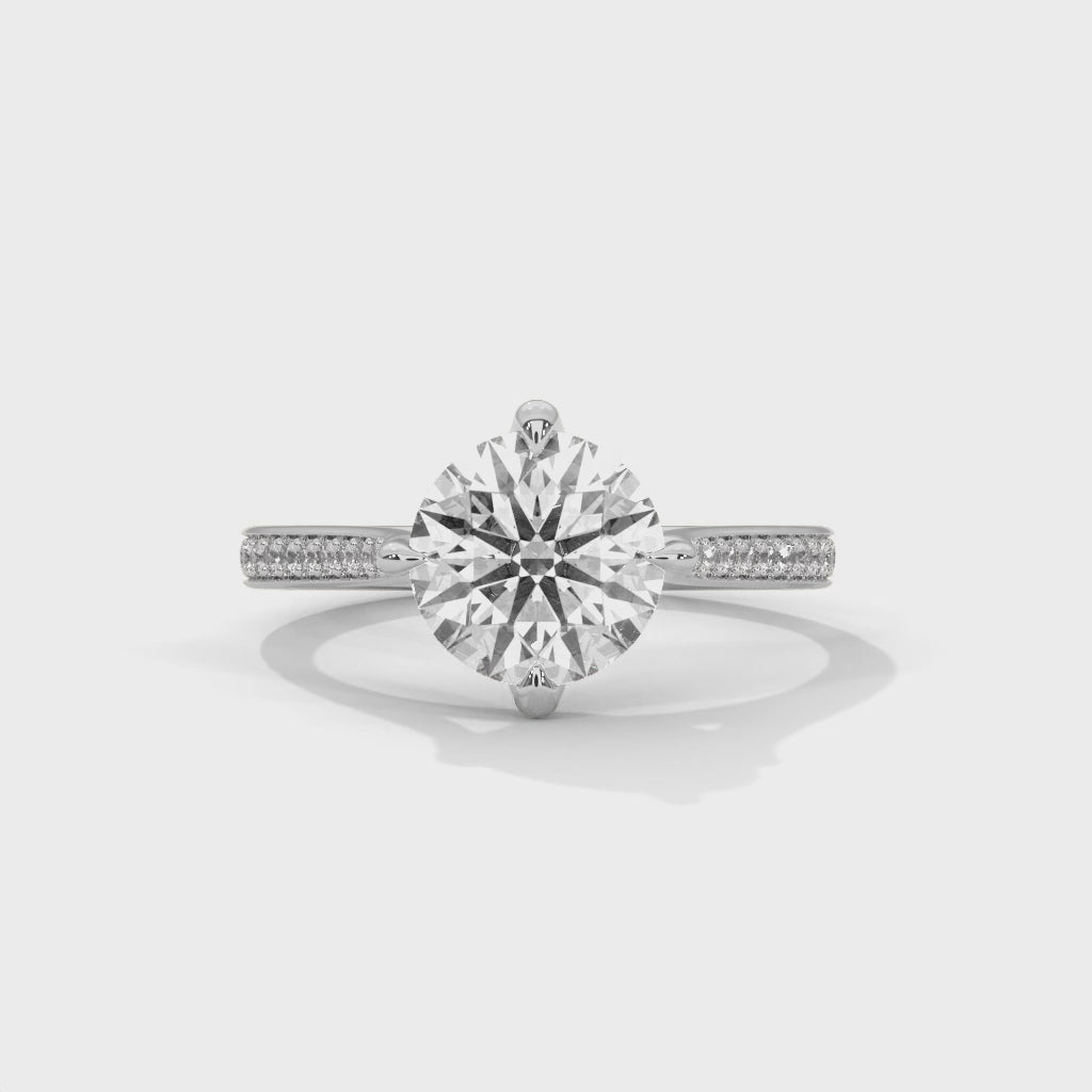 Round Brilliant Pavé Cathedral Solitaire Engagement Ring