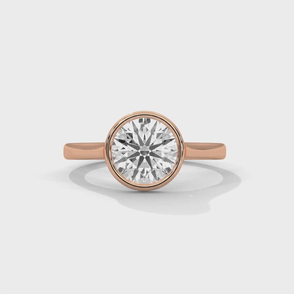 Round Bezel Halo Engagement Ring