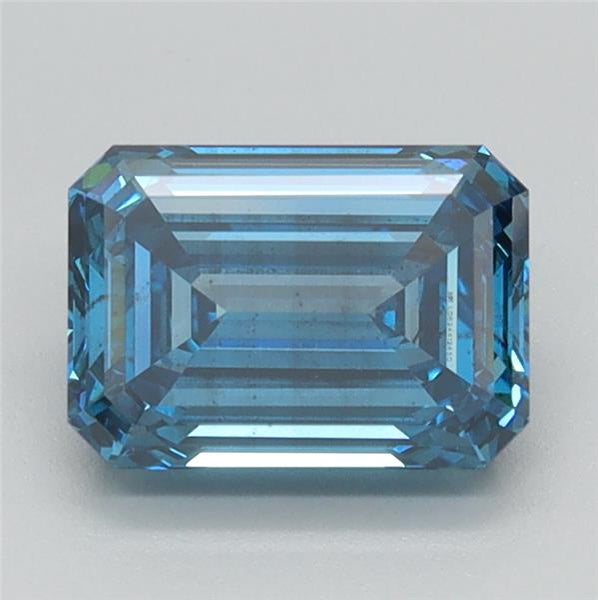 Emerald Cut Lab Grown Fancy Vivid Blue  Diamond 1 CT