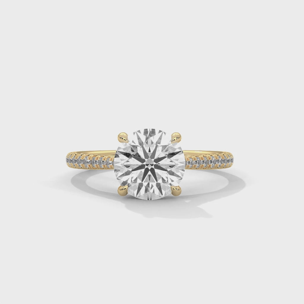 Round Brilliant Pavé Solitaire Engagement Ring