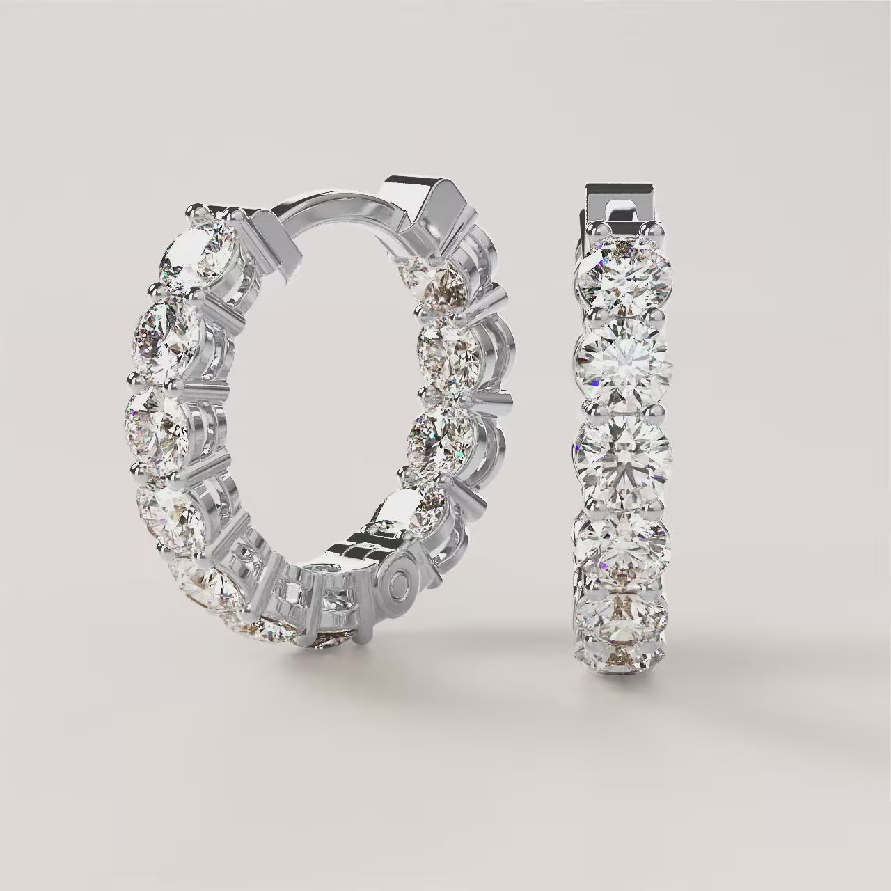 Round 2.22 CT Lab Grown Diamond Hoop Earrings