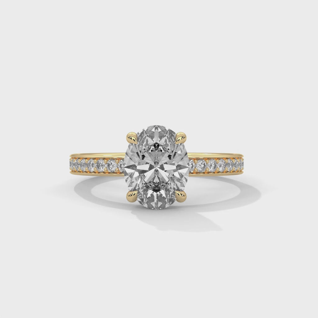 Oval Solitaire Hidden Halo Engagement Ring