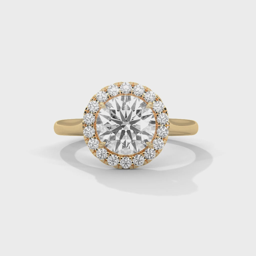 Round Halo Cathedral Engagement Ring
