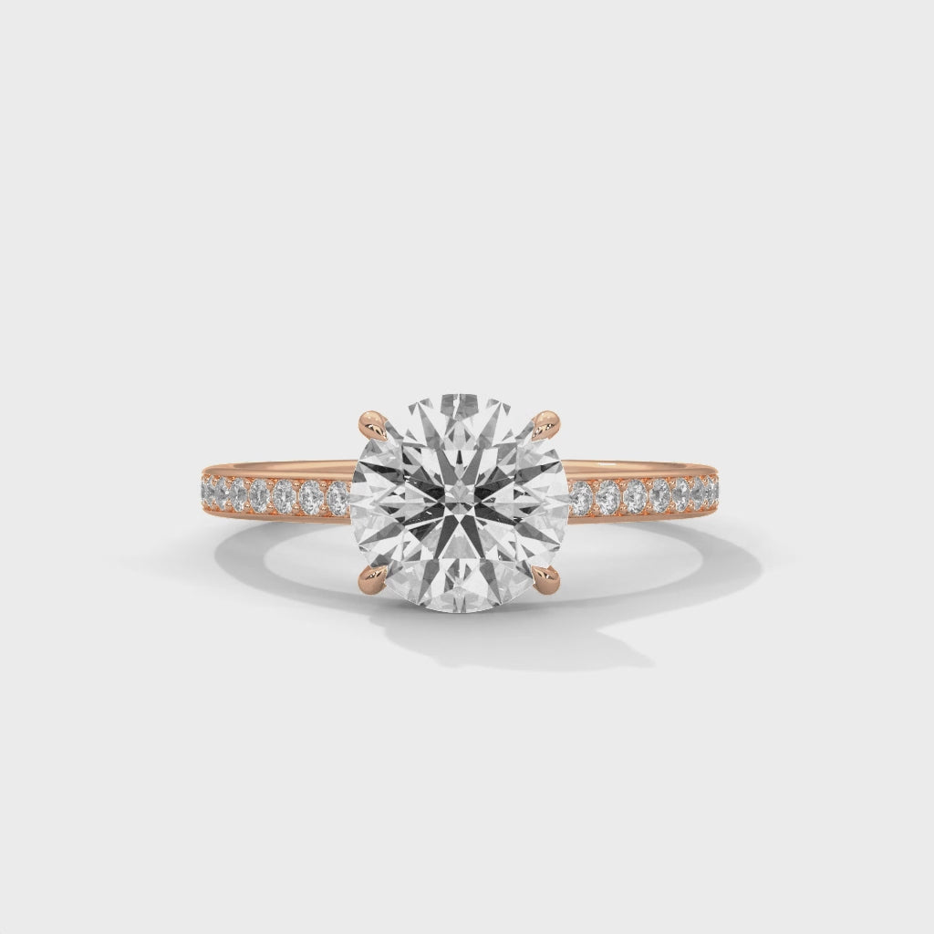 Round Cut Lab Grown Diamond Micro-Pavé Engagement Ring 1.58 CT