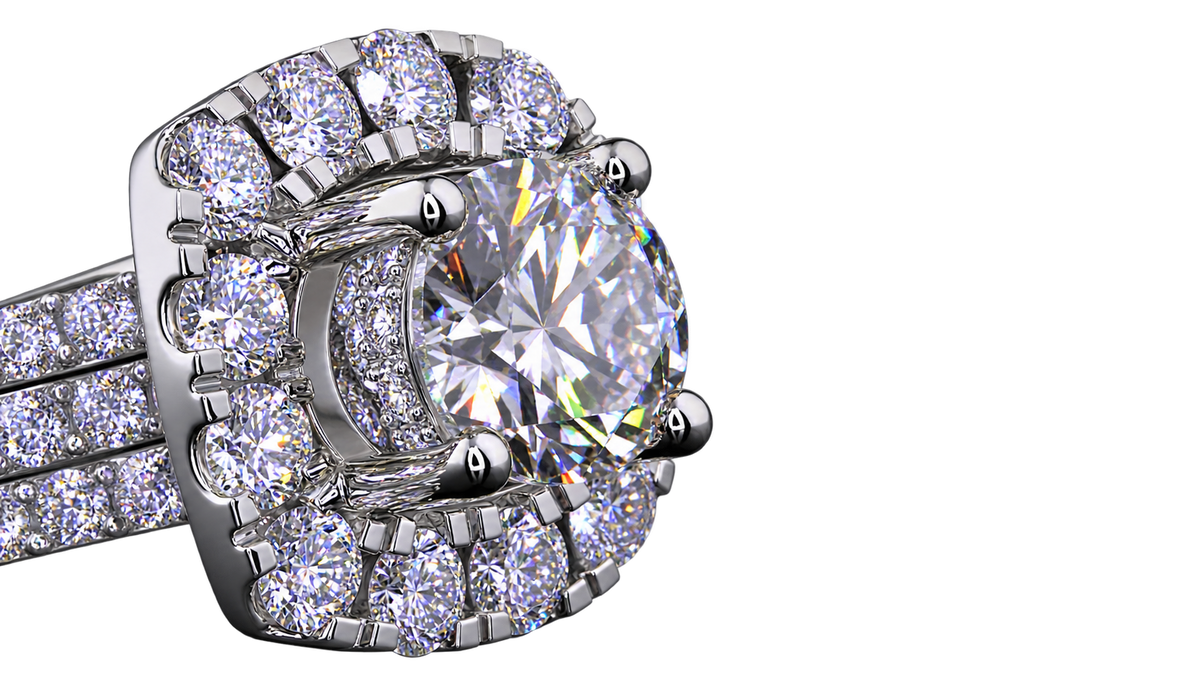 Round Lab Grown Diamond Halo Multi-Row Statement Ring